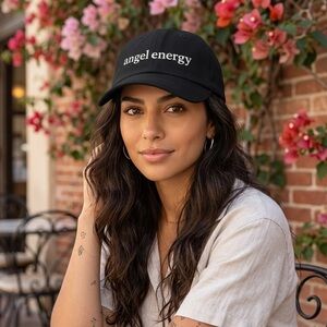 Angel Energy Embroidered White Baseball Cap Adjustable Velcro Hat Cute Aesthetic
